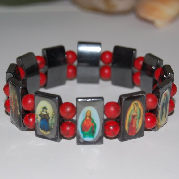 Saints Bracelet,Magnetic Bracelet,Catholic Christian Bracelet,Jesus,Mary,Angels - Picture 2 of 2
